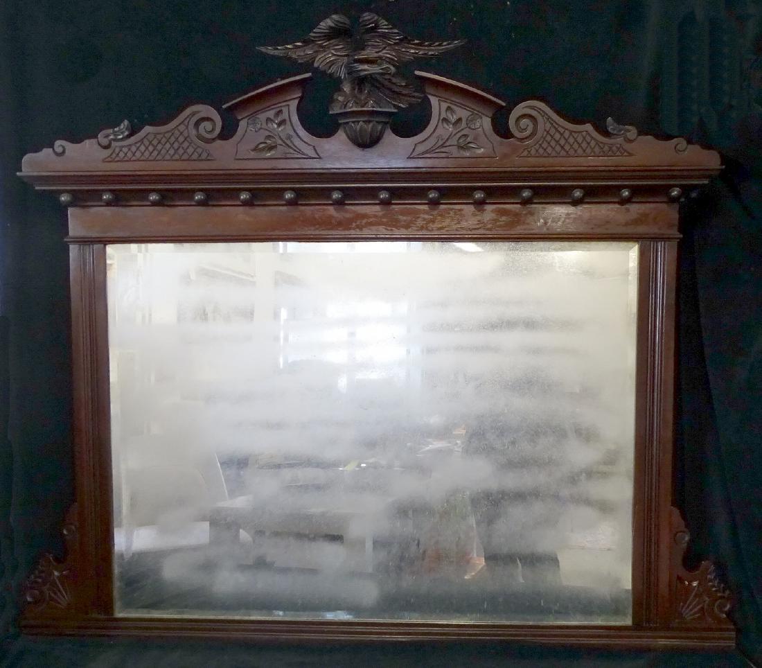 EAGLE FIGURAL MAHOGANY BEVELED MIRROR (1 of 8)