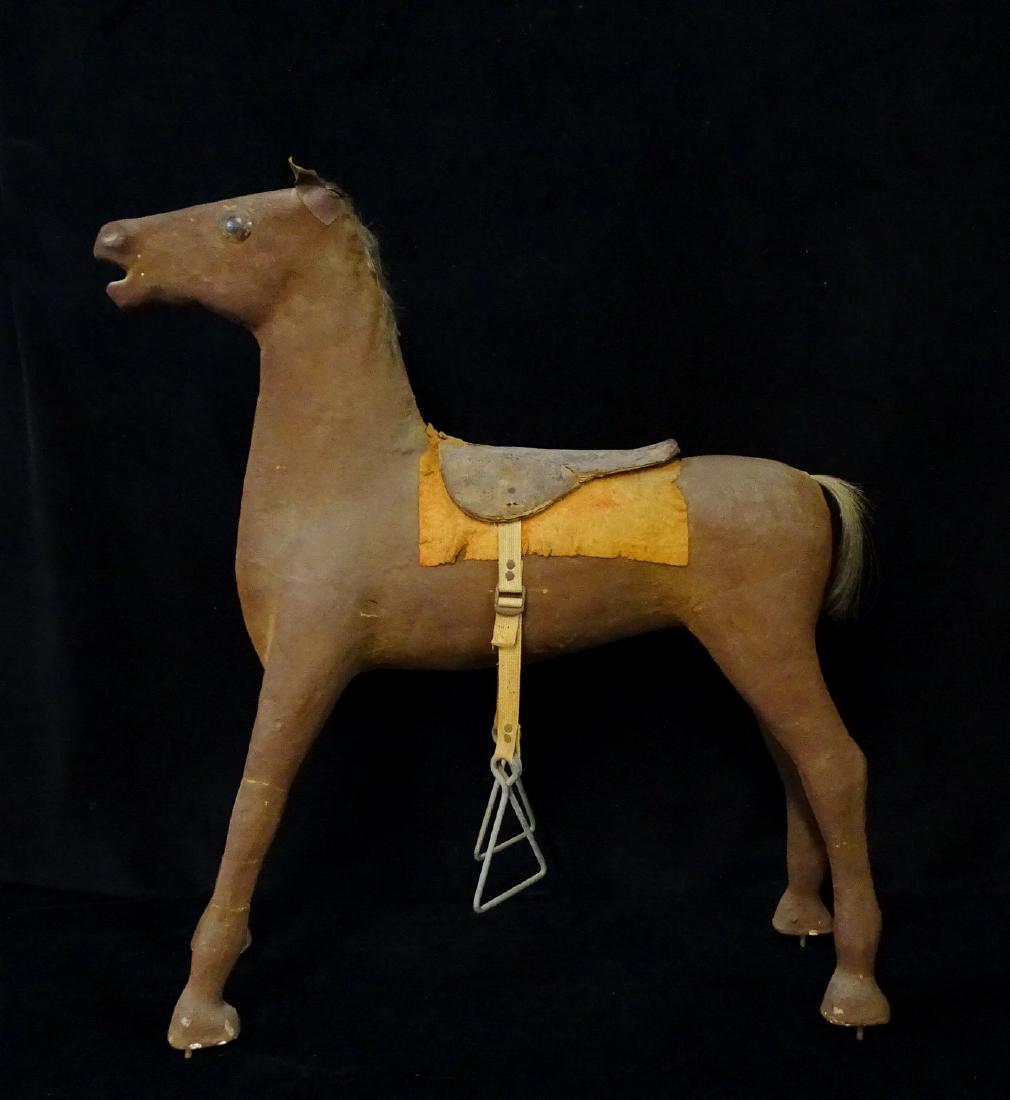 PAPIER MACHE HORSE WITH RUST BLANKET (1 of 11)