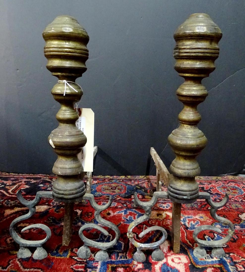 PR. ANTIQUE BRASS ANDIRONS (1 of 7)