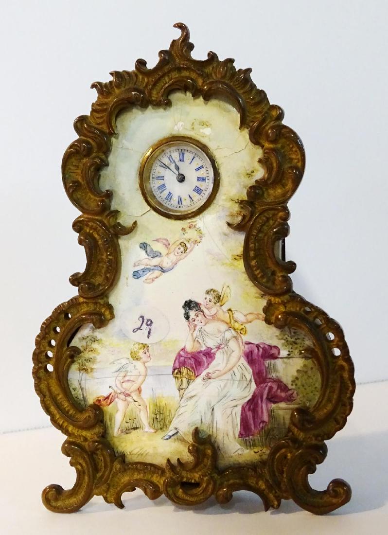 FRENCH BRONZE & ENAMEL CLOCK (1 of 6)
