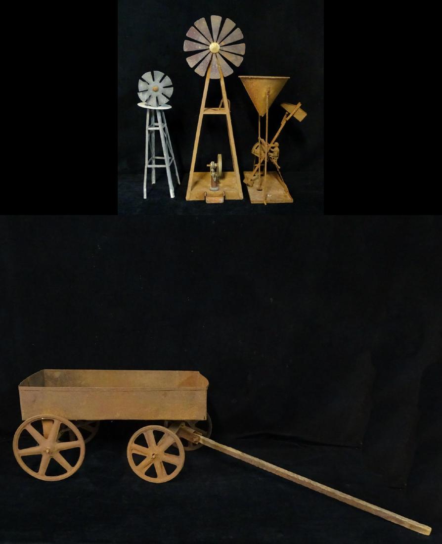 GROUP 3 TIN TOYS & WAGON INC. WINDMILL 15"H TALLEST (1 of 10)