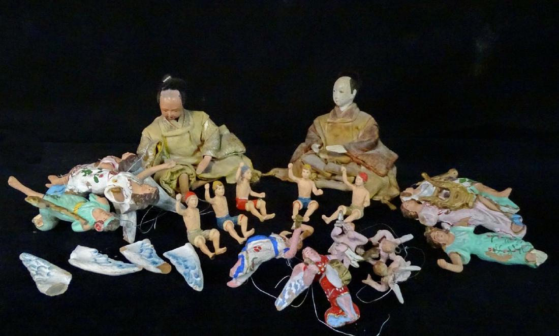 LOT SMALL CERAMIC FIGURES ETC. INC. JAPANESE SEATED (1 of 7)