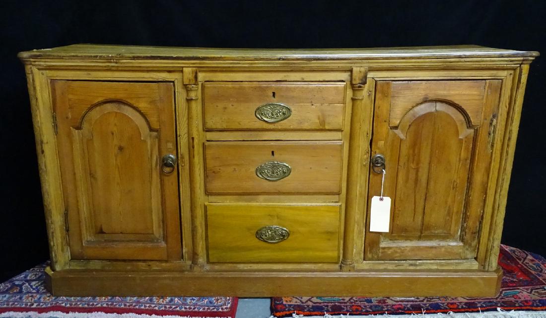 19TH C. ENGLISH PINE CREDENZA: 19TH C. ENGLISH PINE CREDENZA 32"H 62"L 20"D