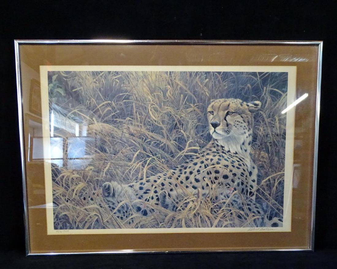 ROBERT BATEMAN SGN. PRINT CHEETAH WITH CUBS 906/950: ROBERT BATEMAN SGN. PRINT CHEETAH WITH CUBS 906/950 15X22"