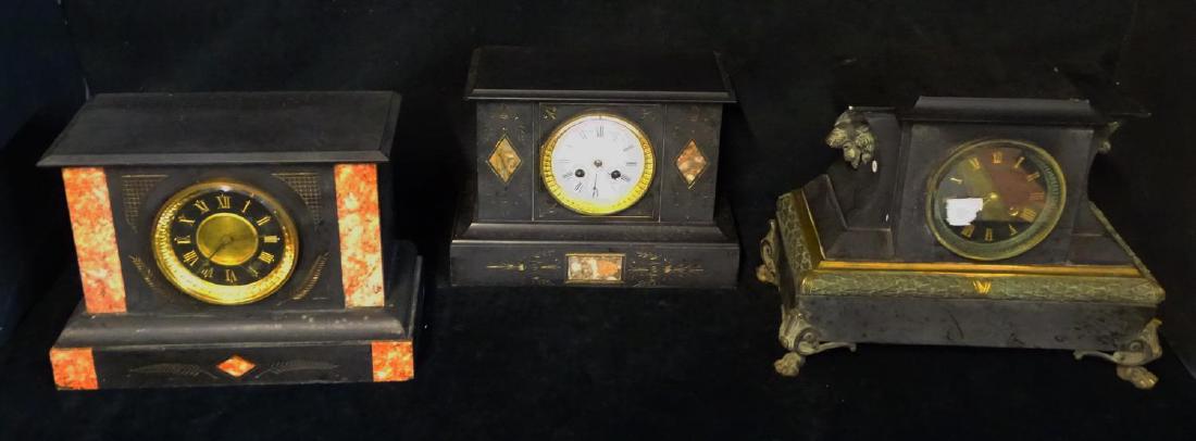3 MARBLE MANTLE CLOCKS INC. ALEX HAYS, MITCHELL VANCE &: 3 MARBLE MANTLE CLOCKS INC. ALEX HAYS, MITCHELL VANCE & G. PHILLIPS 11"H 14"W 7"D LARGEST