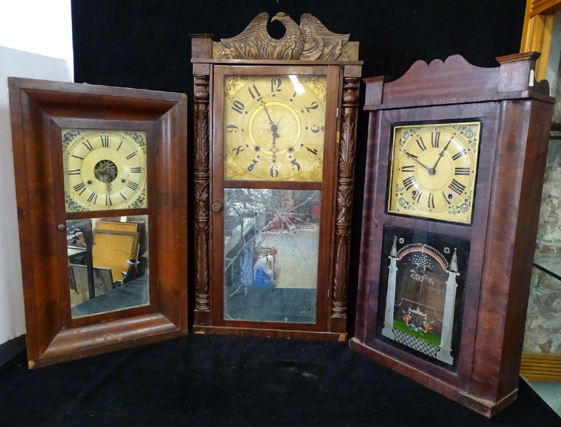 3 19TH C. WEIGHT DRIVEN SHELF CLOCKS INC. MARSH,: 3 19TH C. WEIGHT DRIVEN SHELF CLOCKS INC. MARSH, GILBERT & JONATHAN FROST 34" X 17" X 5"