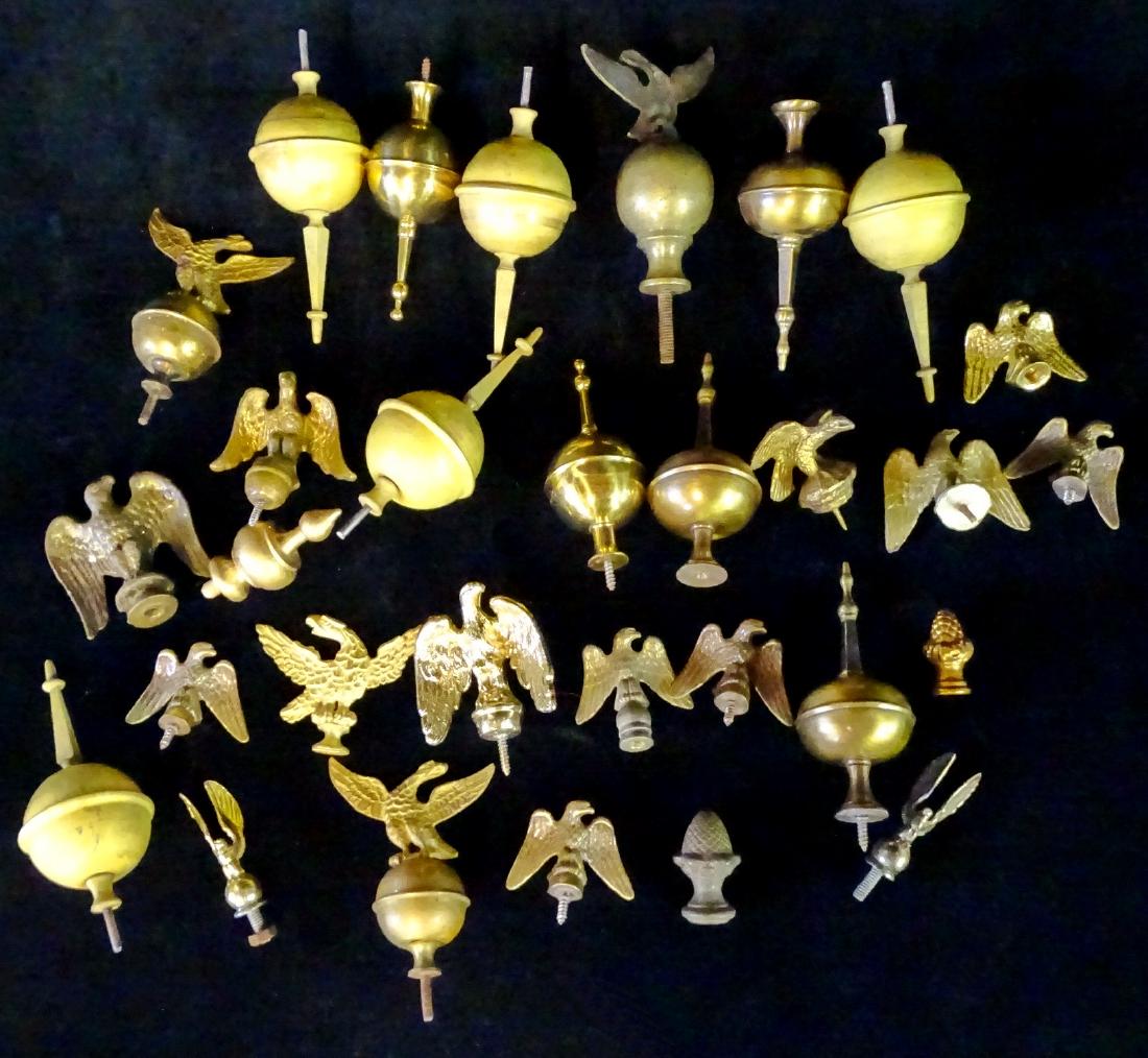 LOT 25+BRASS & BRONZE CLOCK FINIALS INC. EAGLE FIGURAL