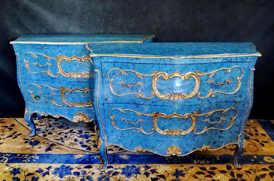 PR. BLUE PAINT DECORATED COMMODES: PR. BLUE PAINT DECORATED COMMODES 31"H 44"L 19"D