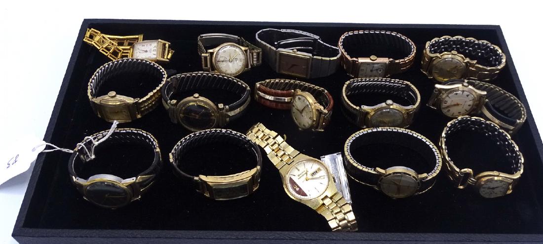 TRAY LOT 15 VINTAGE WATCHES INC. BULOVA, BENRUS, HEUER,: TRAY LOT 15 VINTAGE WATCHES INC. BULOVA, BENRUS, HEUER, ETC.