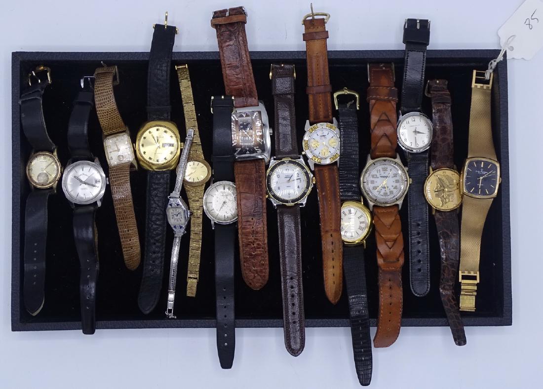 TRAY LOT 15 VINTAGE WATCHES HAMILTON, MATHY TISSOT,: TRAY LOT 15 VINTAGE WATCHES HAMILTON, MATHY TISSOT, JULES JERGENSEN ETC.