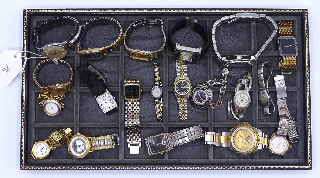 TRAY LOT 20 WRIST WATCHES PIAGET, SEIKO, LASALE, ETC.: TRAY LOT 20 WRIST WATCHES PIAGET, SEIKO, LASALE, ETC.