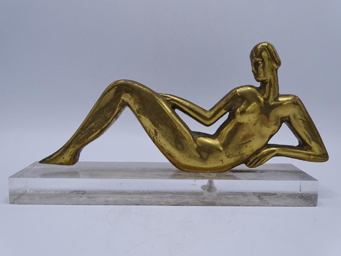 E. LIFSHITZ SGN. RECLINING FEMALE NUDE ON LUCITE BASE: E. LIFSHITZ SGN. RECLINING FEMALE NUDE ON LUCITE BASE 6"H 11"L