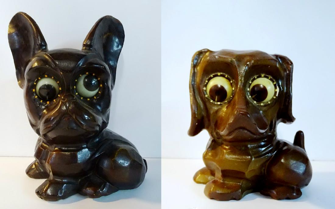 2 FIGURAL GERMAN OSWALD ROLLING EYE CLOCK: 2 FIGURAL GERMAN OSWALD ROLLING EYE CLOCK