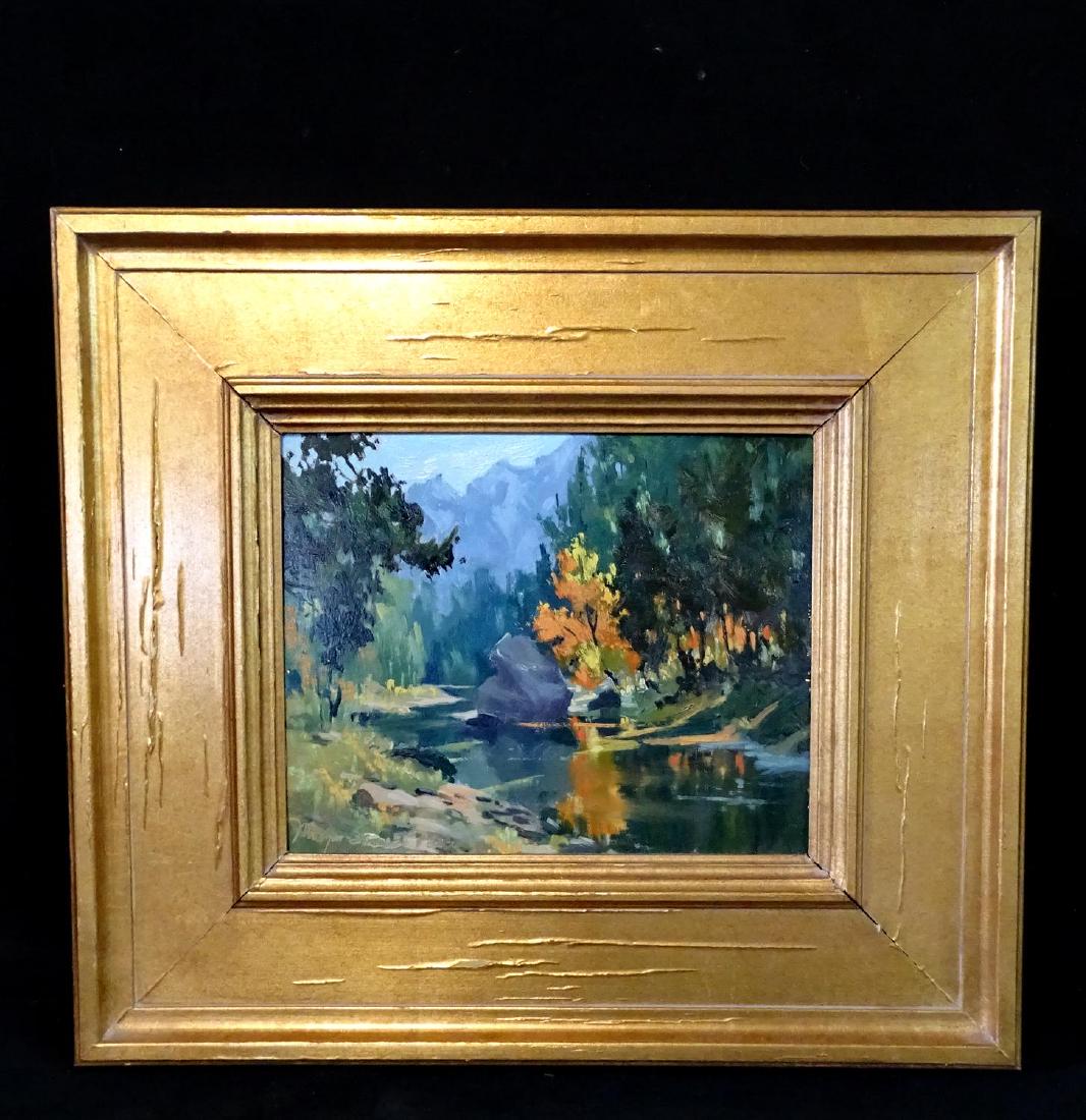 MORGAN SAMUEL PRICE SGN. OIL ON BOARD AUTUMN MOUNTAIN: MORGAN SAMUEL PRICE SGN. OIL ON BOARD AUTUMN MOUNTAIN LANDSCAPE C. 2002 #14278X10"