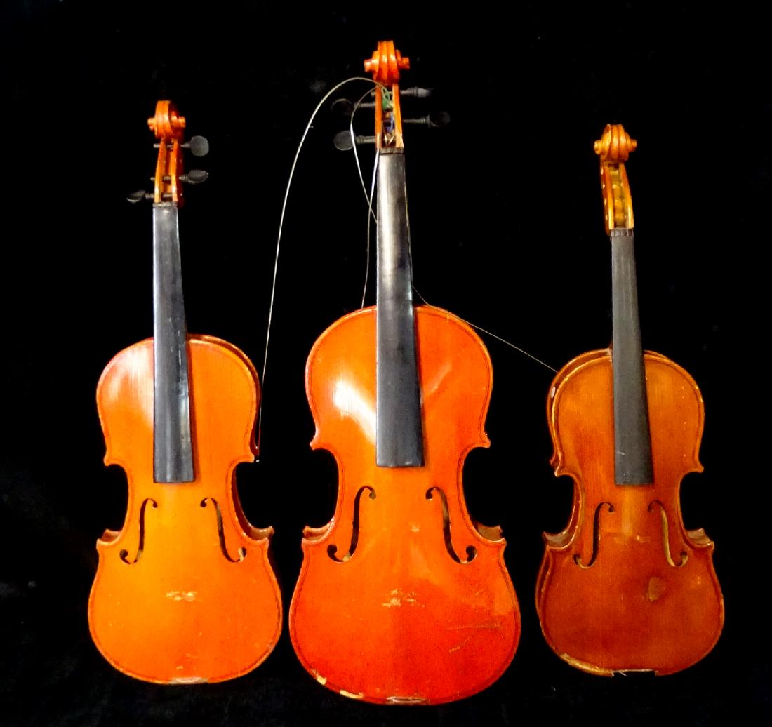 3 ITALIAN VIOLINS: 3 ITALIAN VIOLINS 22X7.75" LARGEST (AS IS CONDITION)