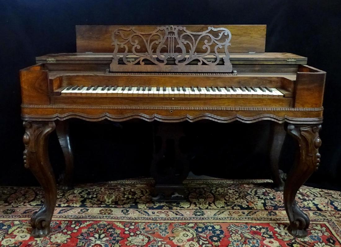 VICTORIAN ROSEWOOD DESK/ PIANO: VICTORIAN ROSEWOOD DESK/ PIANO 33"H 54"L 25"D