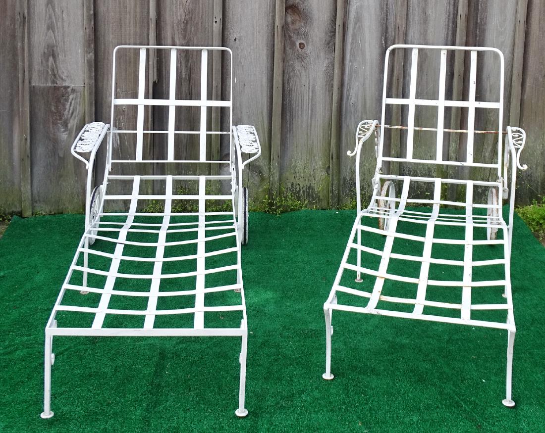2 WROUGHT IRON CHAISES: 2 WROUGHT IRON CHAISES