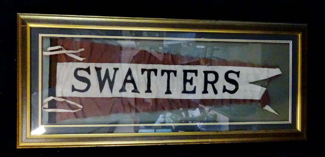 FRAMED PENNANT "SWATTERS": FRAMED PENNANT "SWATTERS" 22''X52''