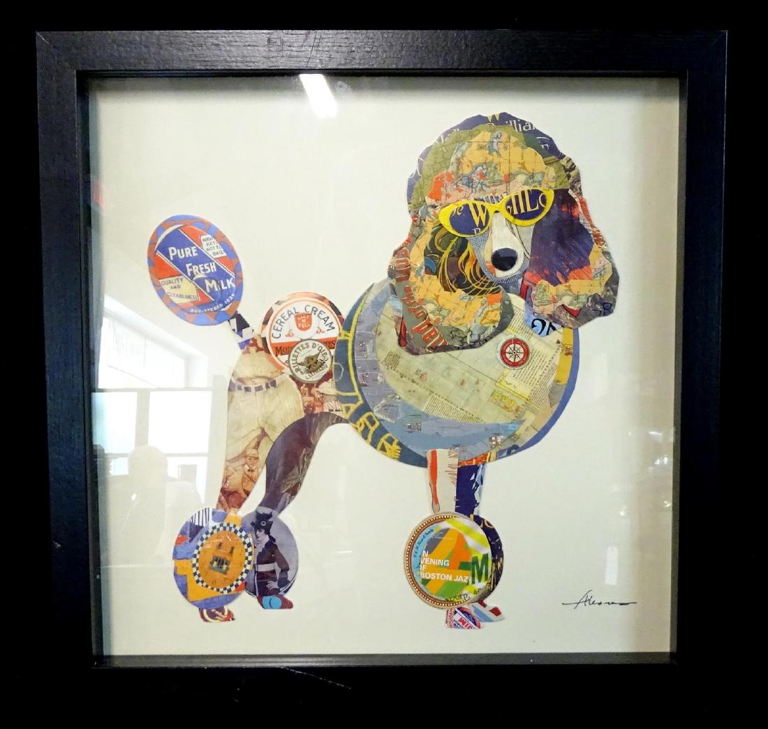COLLAGE "POODLE WITH GLASSES" SGN. ALEX: COLLAGE "POODLE WITH GLASSES" SGN. ALEX… 17X17" INC. FRAME