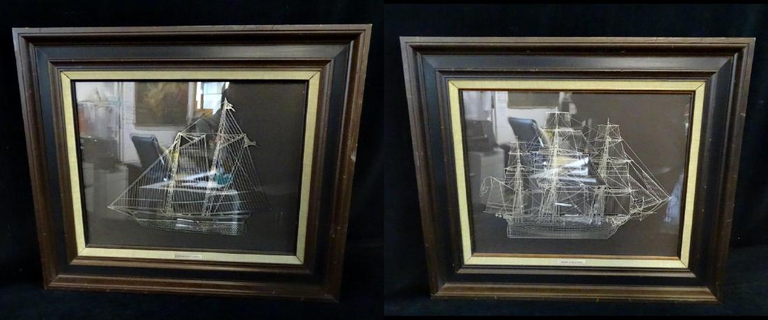 PR. STERLING FRAMED SHIP MODELS: PR. STERLING FRAMED SHIP MODELS: SCHOONER AMERICA & LA BELLE POULE 14X17.5"