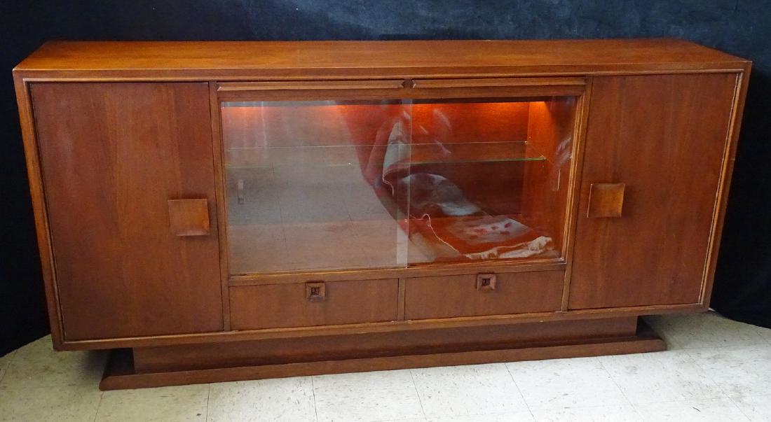 MID CENTURY WALNUT CREDENZA: MID CENTURY WALNUT CREDENZA 38"H 78"L 18"D