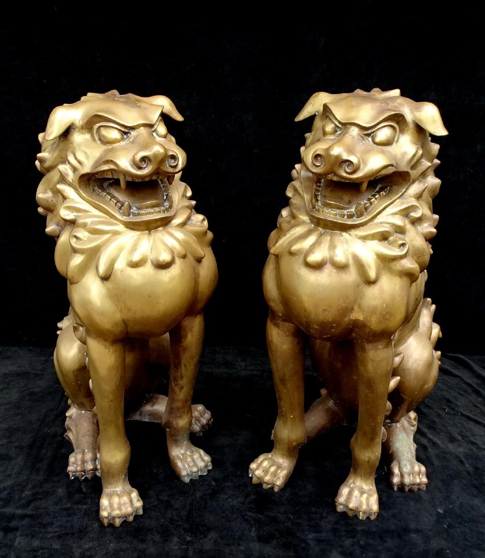 PR. BRONZE FOO DOGS SGN. J.A. MERCIE & MONROE: PR. BRONZE FOO DOGS SGN. J.A. MERCIE & MONROE 43"H EACH