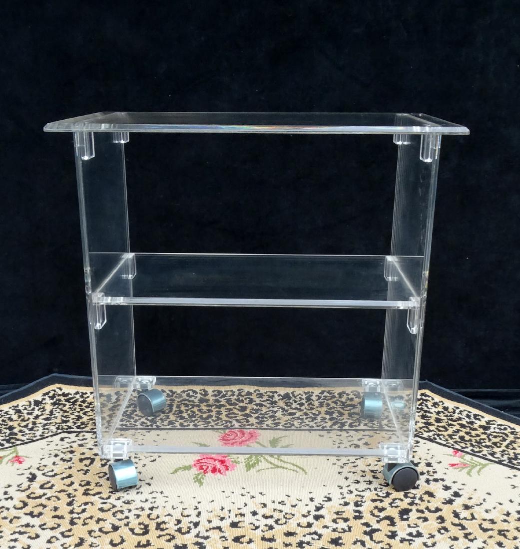 MID CENTURY LUCITE 3 TIER TEA CART: MID CENTURY LUCITE 3 TIER TEA CART 26"H 26"L 16"D