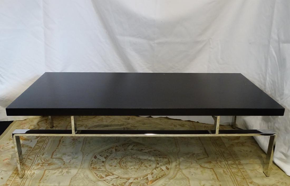 THAYER COGGIN CHROME AND BLACK COFFEE TABLE: THAYER COGGIN CHROME AND BLACK COFFEE TABLE 15.5"H 54"W 22"D