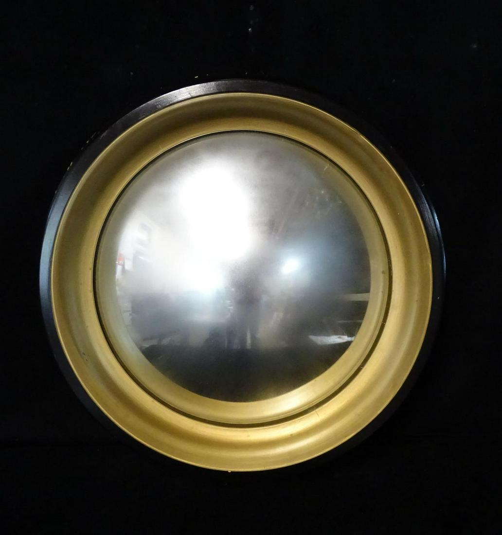 CIRCULAR CONVEX MIRROR EBONIZED FRAME: CIRCULAR CONVEX MIRROR EBONIZED FRAME 29.5"DIA. 4.5"D