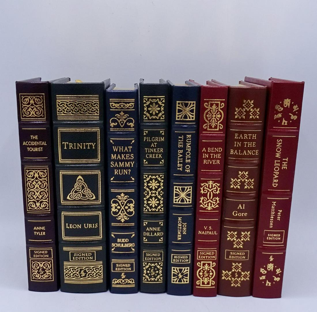 8 EASTON PRESS SGN. LEATHER BOUND BOOKS INC. AL GORE: 8 EASTON PRESS SGN. LEATHER BOUND BOOKS INC. AN ACCIDENTAL TOURIST - ANNE TYLER, TRINITY - LEON URIS, WHAT MAKES SAMMY RUN - BUDDHA SCHULBERG, PILGRIM & TINKER CREEK - ANNIE DILLARD, RUMPOLE OF THE BA