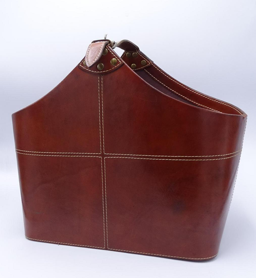LEATHER CADDY: LEATHER CADDY 13"H 15"W 8"D