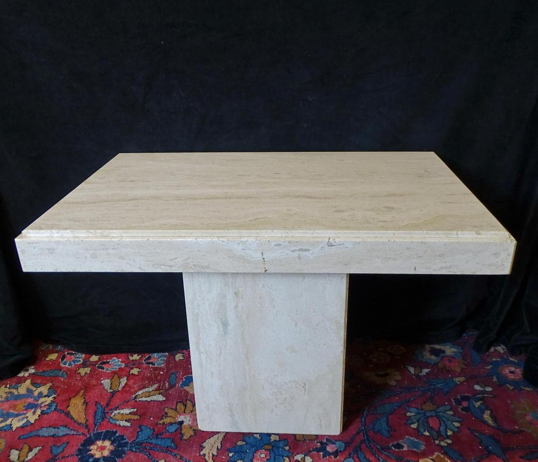 TRAVERTINE LOW TABLE: TRAVERTINE LOW TABLE 21.5"H 30.5"W 21"D