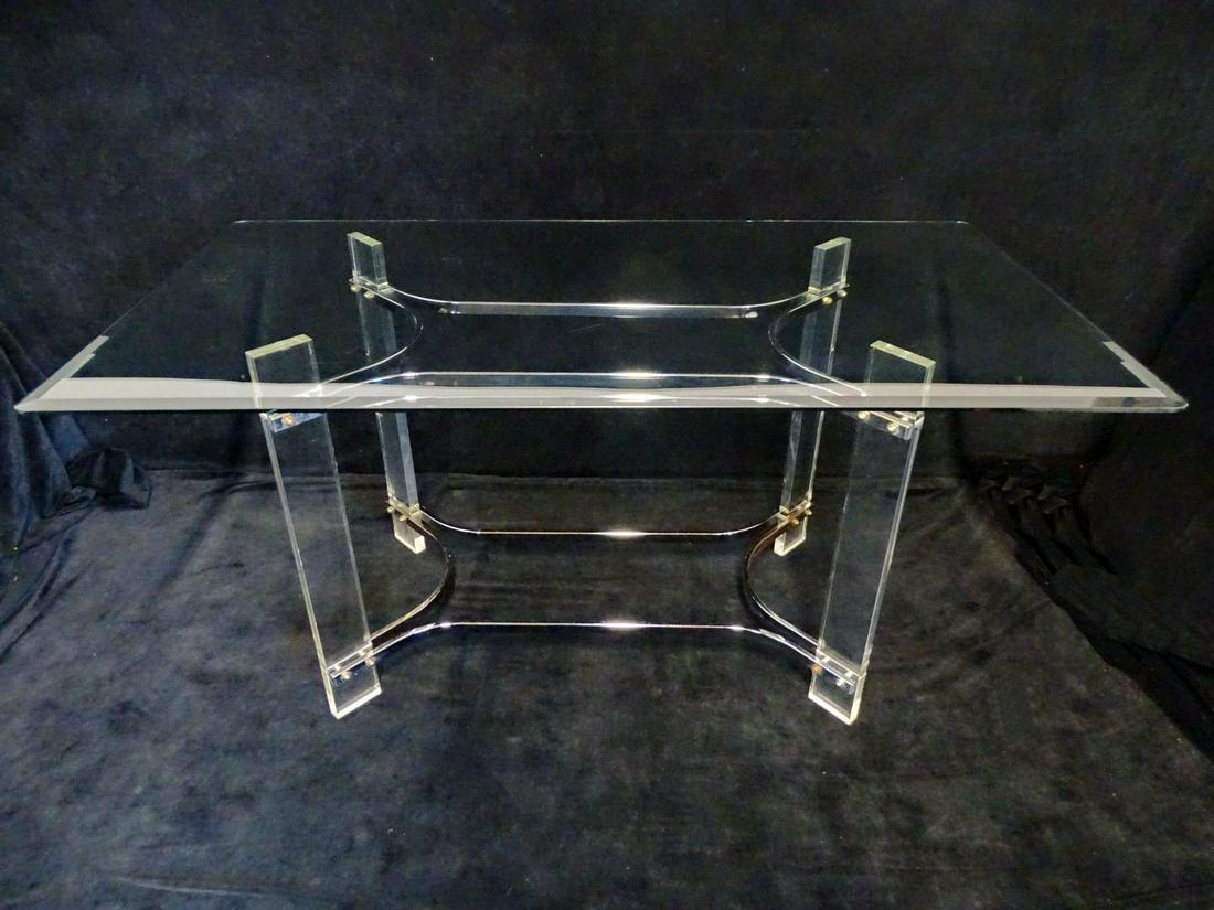 CHARLES HOLLIS JONES GLASS TOP DINING TABLE: CHARLES HOLLIS JONES GLASS TOP DINING TABLE 29"H 60"W 22"D