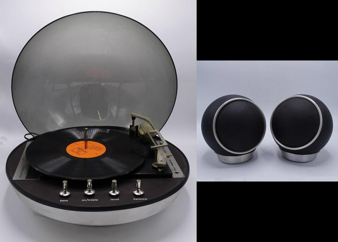 ELECTROHOME RECORD PLAYER & SPEAKERS: ELECTROHOME RECORD PLAYER & SPEAKERS 10"H 16"DIA.