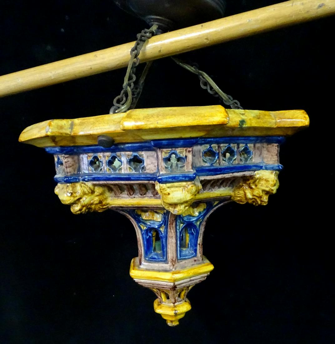 FIGURAL FAIENCE FIXTURE: FIGURAL FAIENCE FIXTURE 10"H