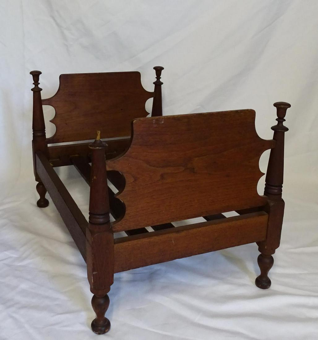 19TH C. DOLLS BED: 19TH C. DOLLS BED 18"H 27"L 17.75"D