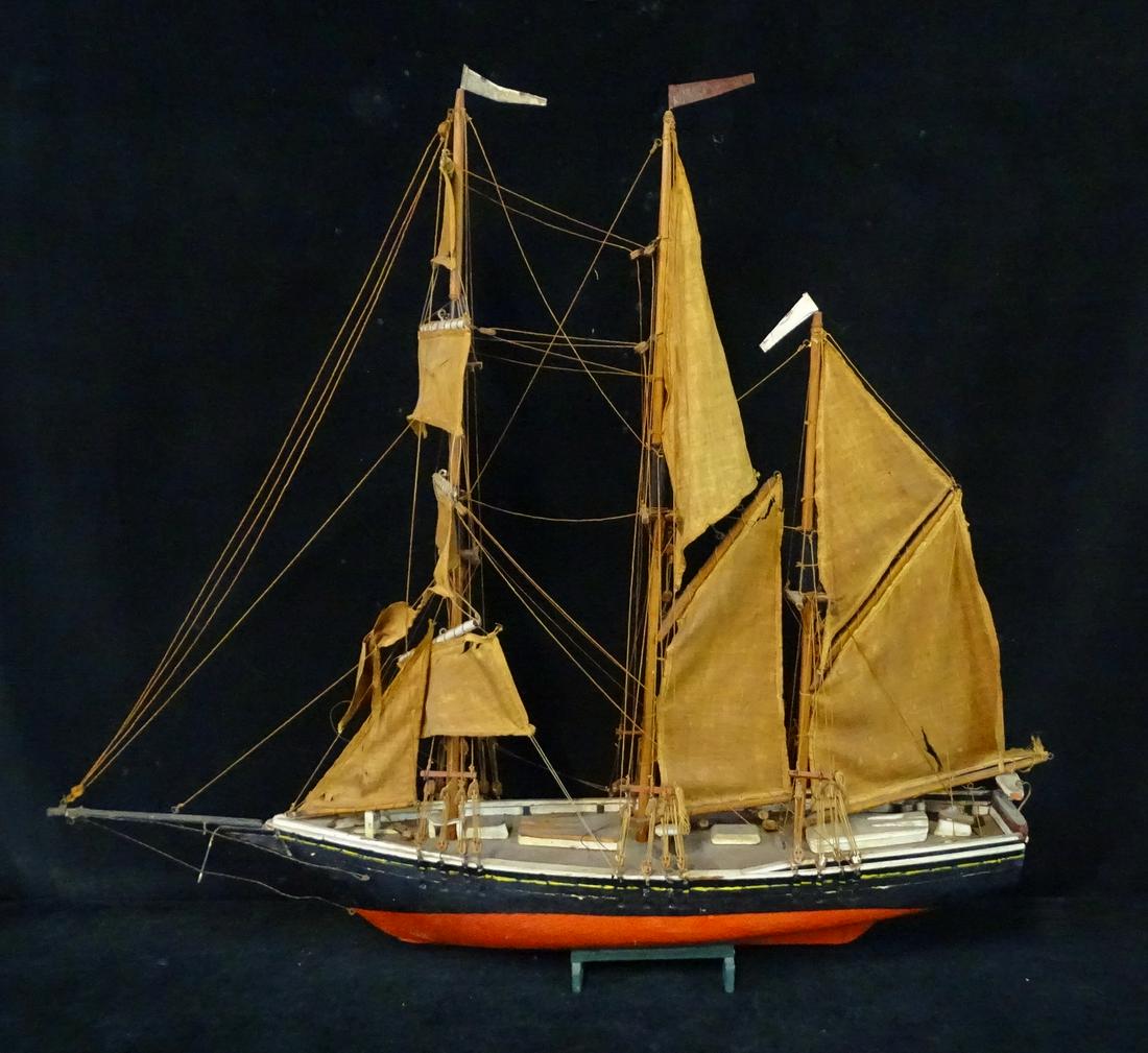 VINTAGE WOOD SHIP MODEL (SWIFT): VINTAGE WOOD SHIP MODEL (SWIFT) 29"H 32"W 7.5"D