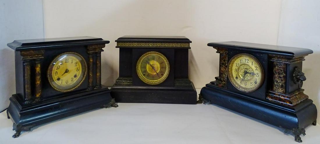 GROUP 3 MANTEL CLOCKS 2 INGRAHAM 1 NEW HAVEN: GROUP 3 MANTEL CLOCKS 2 INGRAHAM 1 NEW HAVEN 11"H 17"W 7.5"D