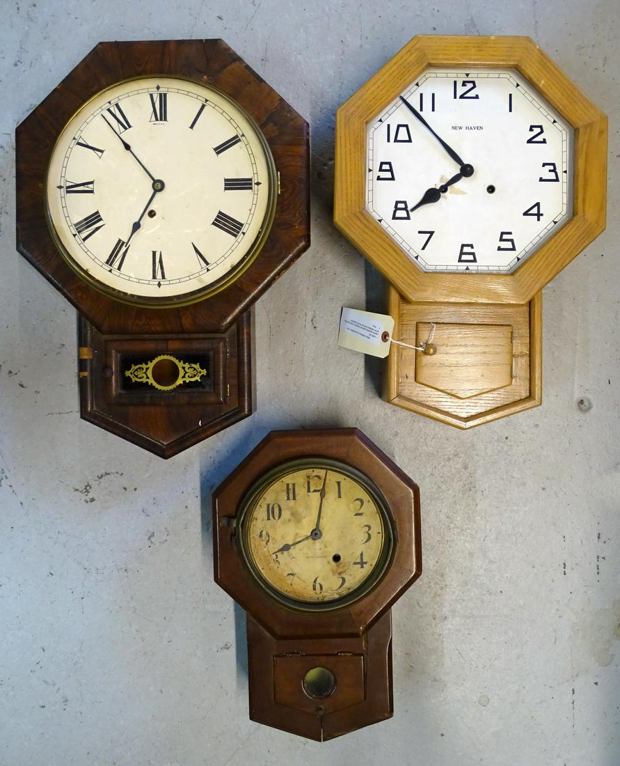 GROUP SCHOOL HOUSE CLOCKS 2 NEW HAVEN 1 SETH THOMAS: GROUP SCHOOL HOUSE CLOCKS 2 NEW HAVEN 1 SETH THOMAS 24"H 16"W 4"D LARGEST