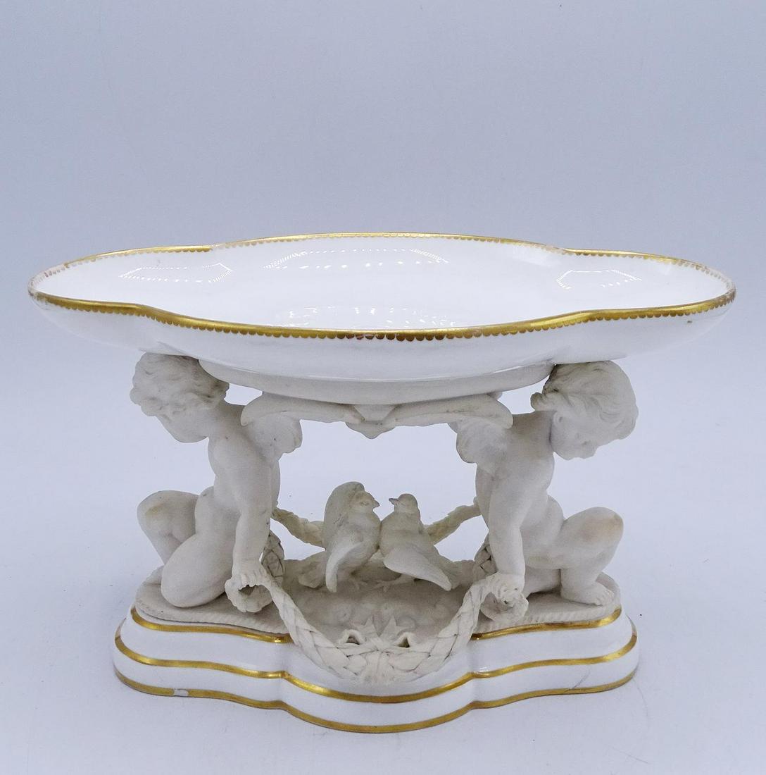 19TH C. MINTON (?) FIGURAL COMPOTE: 19TH C. MINTON (?) FIGURAL COMPOTE (SMALL CHIP) 6.5"H 10"L 6"D