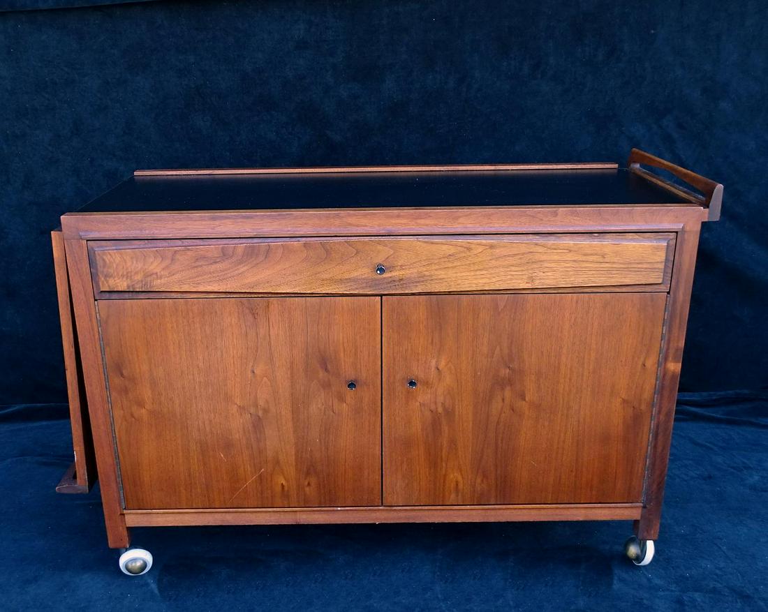 JOHN STUART MID CENTURY DROP LEAF TEA CART: JOHN STUART MID CENTURY DROP LEAF TEA CART 28"H 43"L 20"D