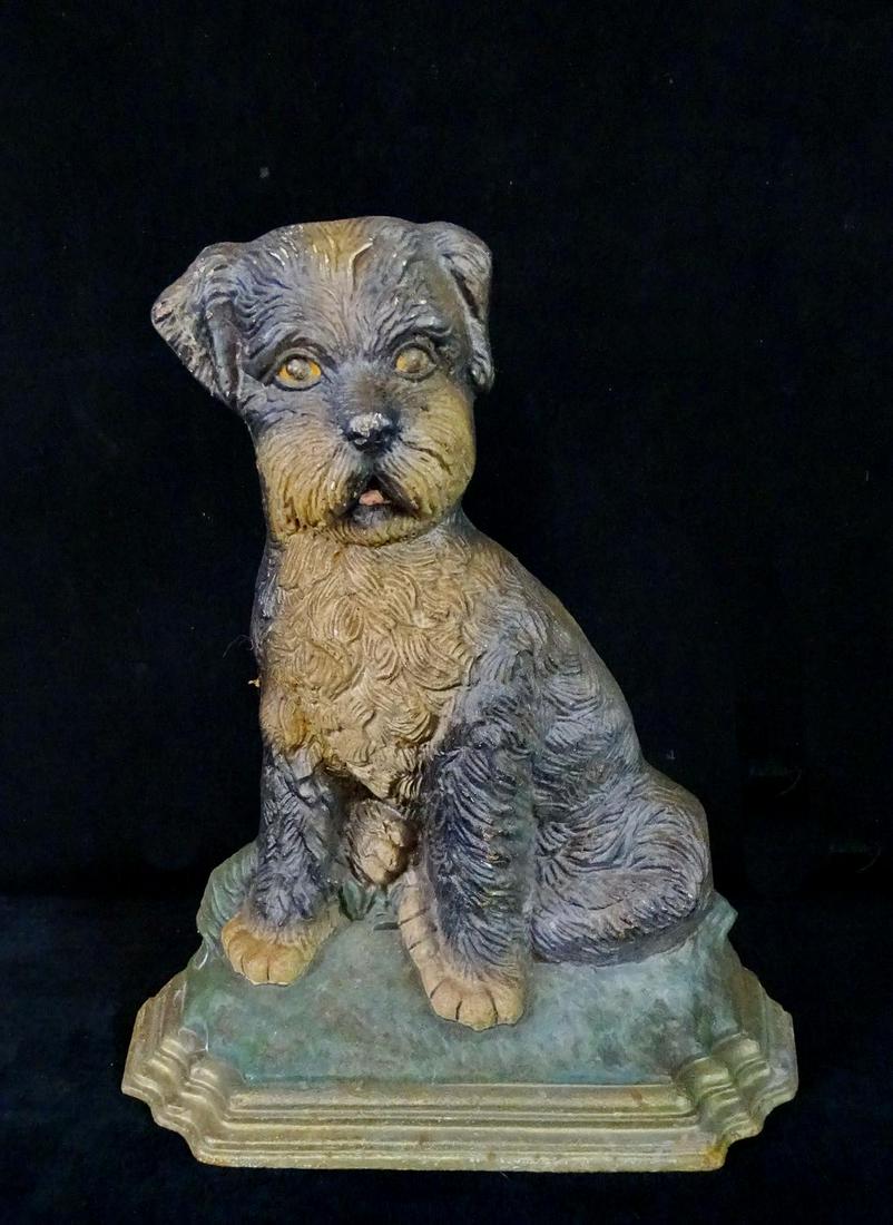 CAST IRON TERRIER DOOR STOP: CAST IRON TERRIER DOOR STOP 13"H