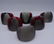 GROUP 6 SMOKY GRAY LUCITE & RED STRIPED BANGLES