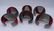 GROUP 6 SMOKY GRAY LUCITE & RED STRIPED BANGLES - 4