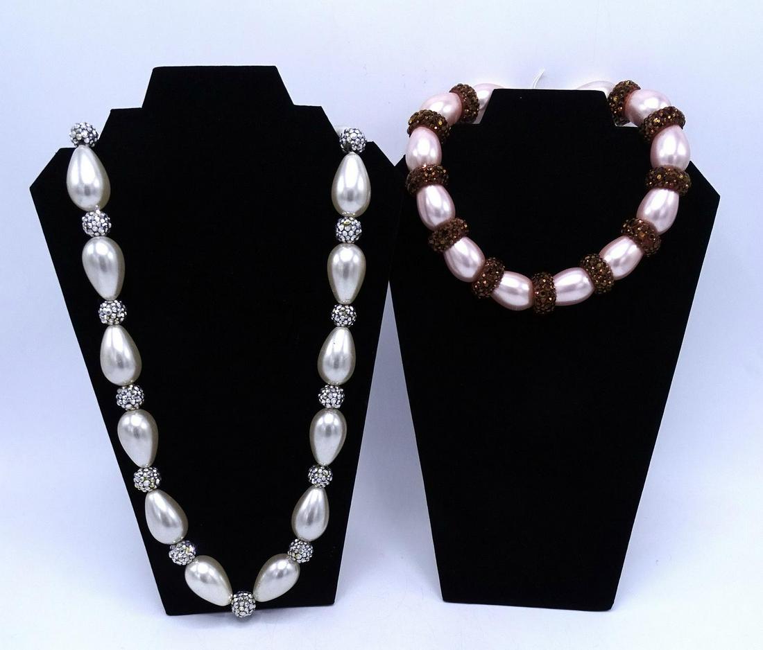 2 PEARL & RHINESTONE NECKLACES (GEOFFREY BEENE: 2 PEARL & RHINESTONE NECKLACES (GEOFFREY BEENE FOUNDATION)