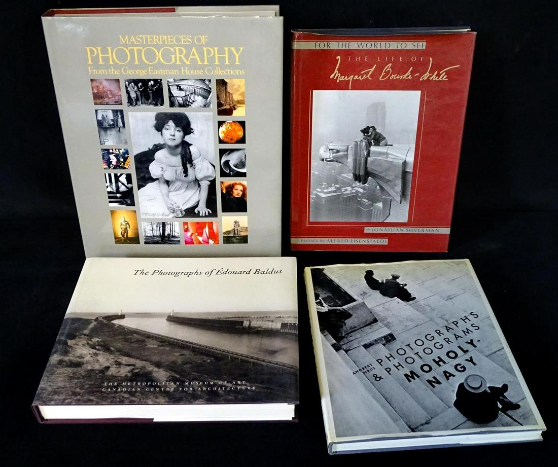 4 BOOKS ON PHOTOGRAPHY; MASTERPIECES OF PHOTOGRAPHY,: 4 BOOKS ON PHOTOGRAPHY; MASTERPIECES OF PHOTOGRAPHY, MARGARET BOURKE WHITE, MOHOLY NAGY & EDOUARD BALOUS
