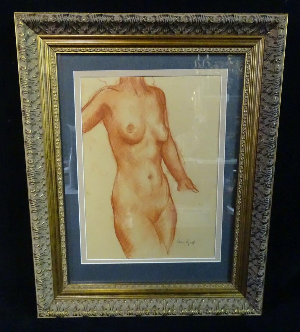 LEON KROLL SGN. PRINT FEMALE NUDE: LEON KROLL SGN. PRINT FEMALE NUDE 12.5X9"