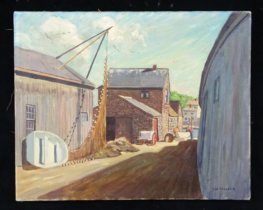 TED BEAUDAIN OIL ON CANVAS STREET IN PROVIDENCE: TED BEAUDAIN OIL ON CANVAS STREET IN PROVIDENCE 16X20"