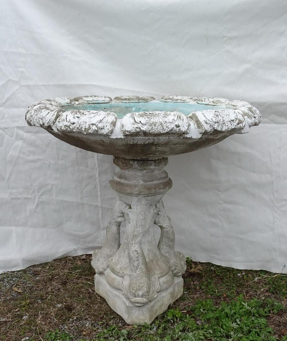DOLPHIN FIGURAL FOUNTAIN/BIRDBATH 33"H 35" DIA.: DOLPHIN FIGURAL FOUNTAIN/BIRDBATH 33"H 35" DIA.