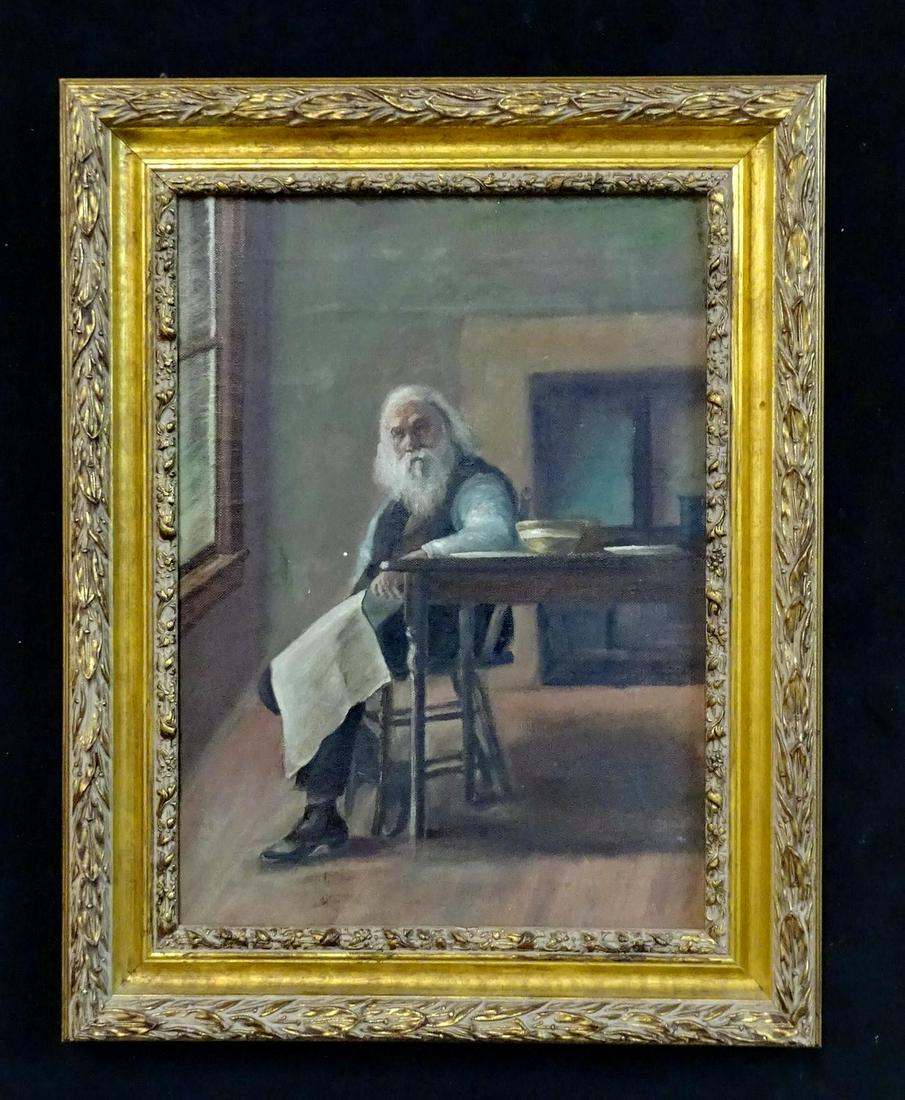 GILT FRAME OIL ON CANVAS OLD MAN W/BEARD 17" X 12": GILT FRAME OIL ON CANVAS OLD MAN W/BEARD 17" X 12"